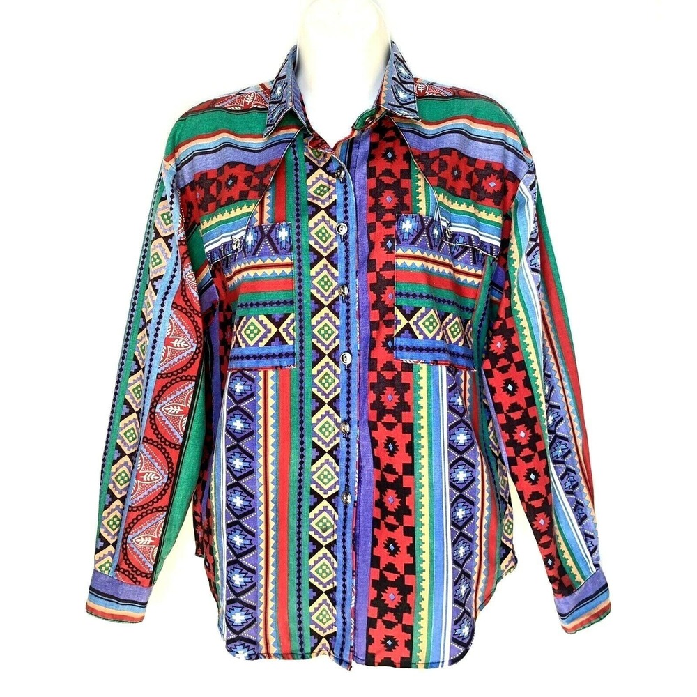 Vintage Circle T Southwestern Aztec Western Shirt Womens Medium